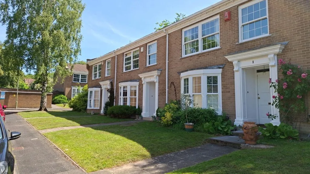 Row of houses following exterior redecoration